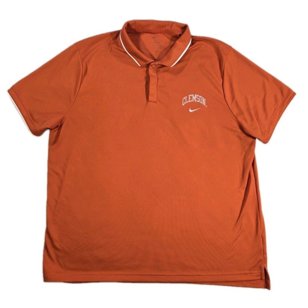 Mens Nike DriFIT Clemson Tigers Polo Shirt Orange 2XL Embroidered Golf NCAA ACC